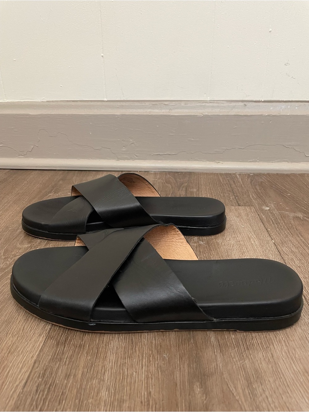 Madewell The Louisa Crisscross Slide Women’s Size 10 Black Leather Sandals